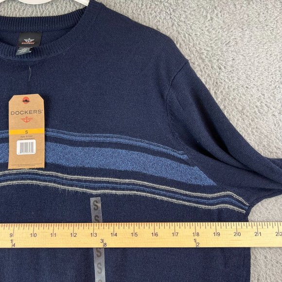 New Mens DOCKERS Blue Comfort Touch Crewneck Knit Sweater Size S - Picture 6 of 9